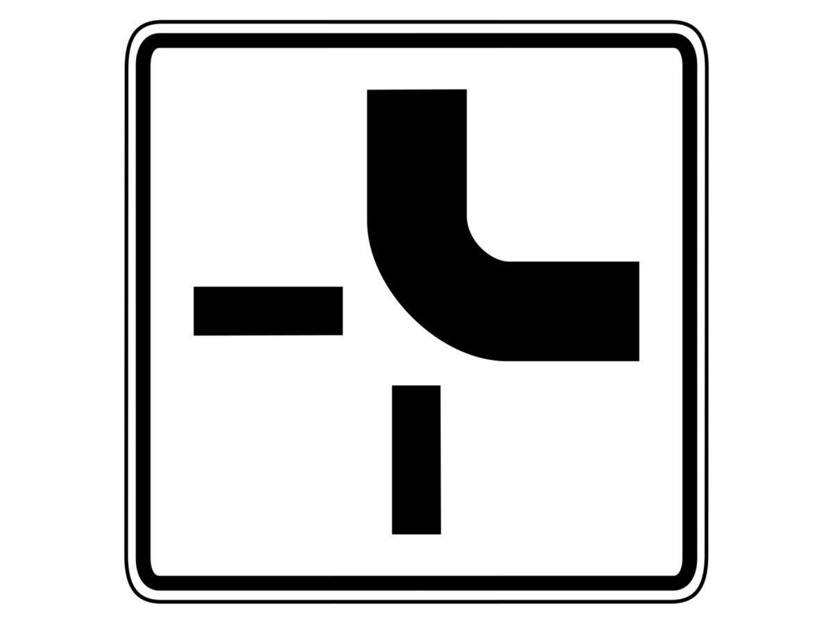 Verkehrszeichen 1002 21 Verlauf Der Vorfahrtstrasse Von Oben Nach Rechts Radfahrausbildung Grundschule